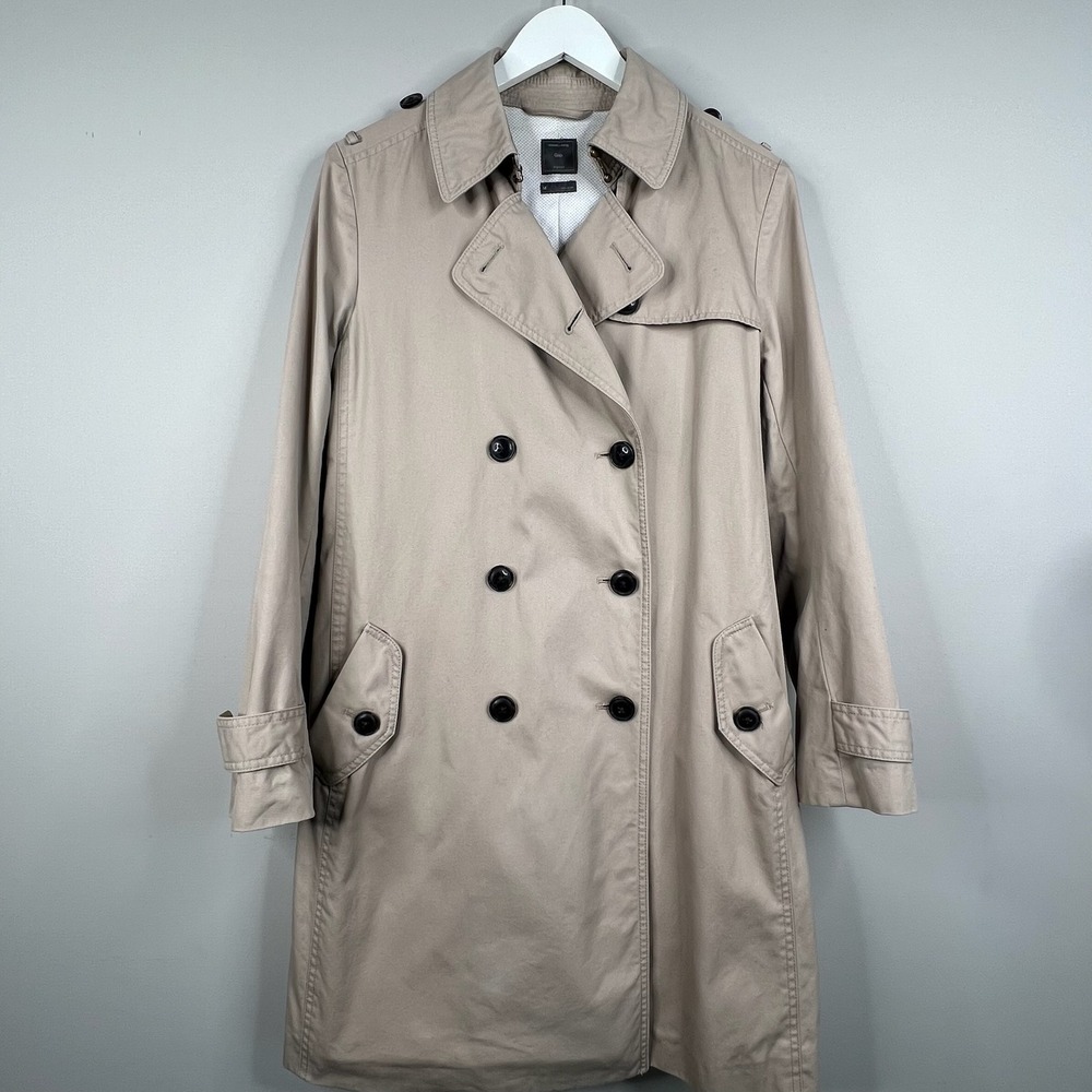 Gap Women's M Trench Coat Tan‎ Khaki Double Breasted Belted Classic Style Lined